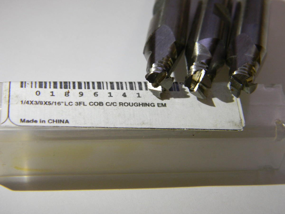MHC 1/4" X 3/8" X 5/16" LC 3FL Cobalt C/C Roughing End Mills QTY