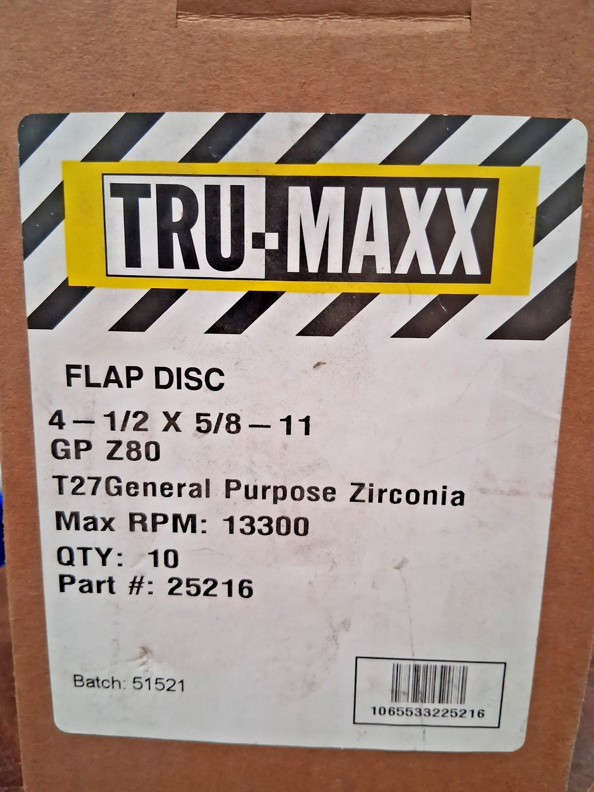 Tru-Maxx Zirconia Alumina Flap Discs QTY10 Medium Grade 4-1/2" 80 Grit 2521