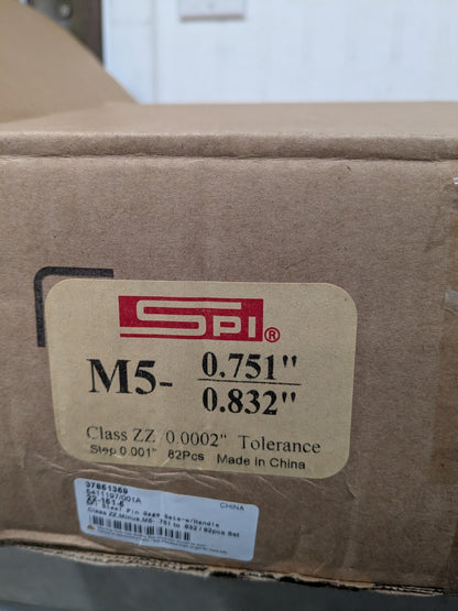 SPI Class ZZ Plug Gage Set: 0.751 to 0.832" Range, 82 Pc 22-151-5