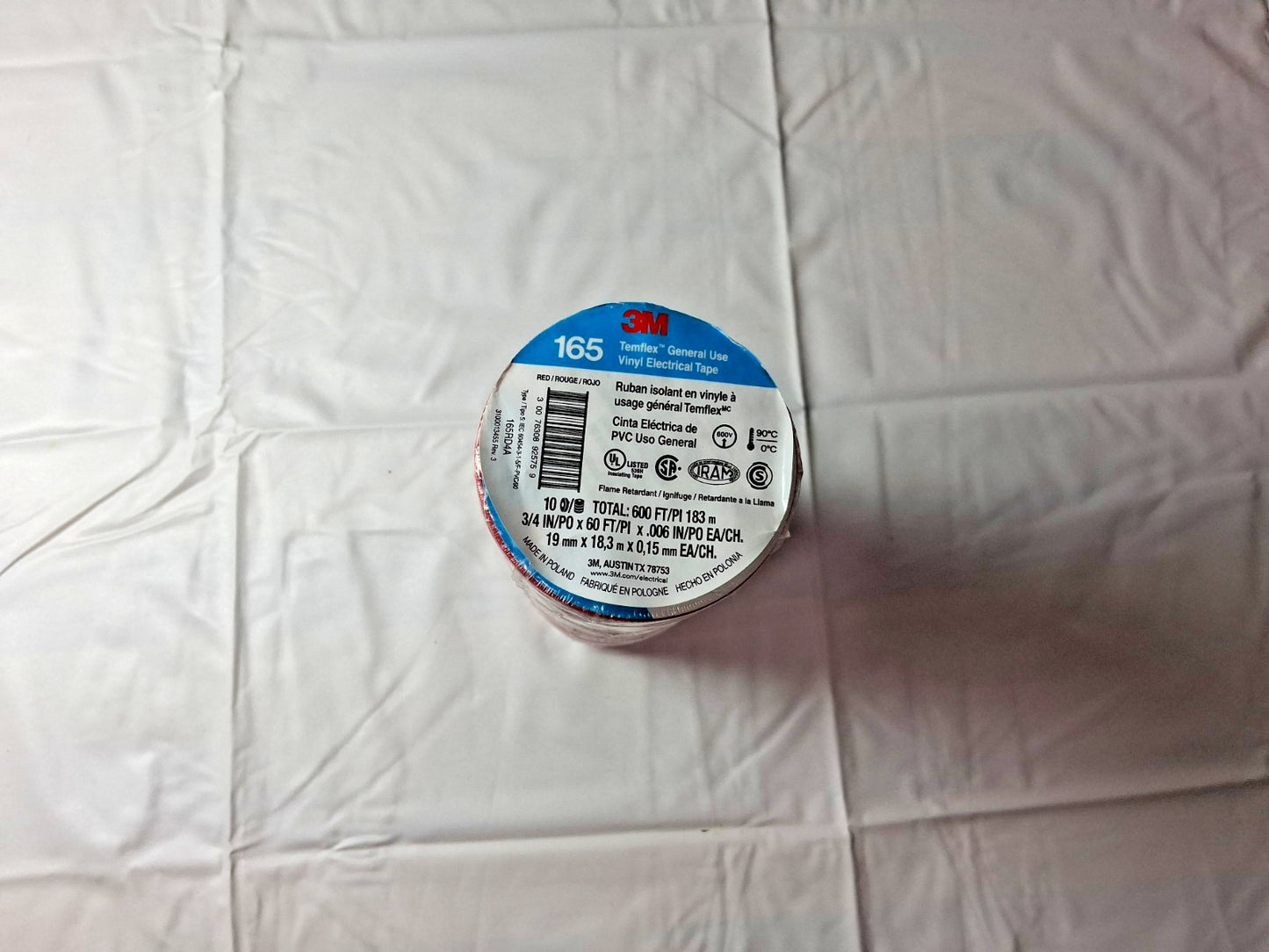 3M Red Electrical Tape 3/4" W 60'L 6 mil Thick Pack of 10 7100169492