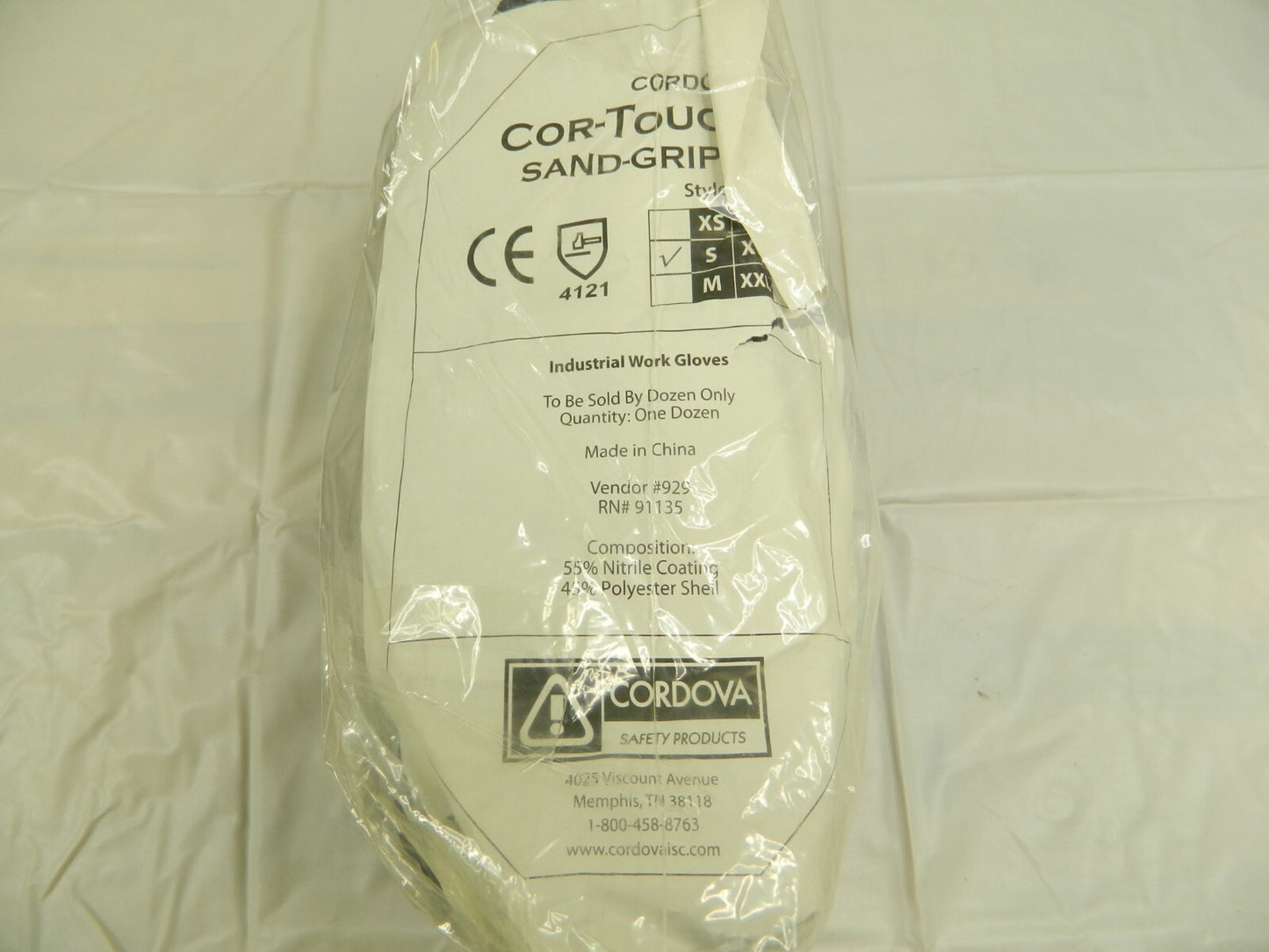 Cordova Gloves, Cor-Touch Sand-Grip 13-Gauge Sz Small Qty 144 Pairs 6993S