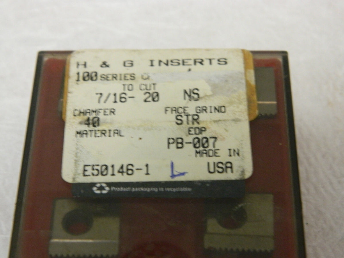 H&G Inserts Chasers 100 Series 7/16"-20 NF 40 STR HSS Qty. 4 E50146-1