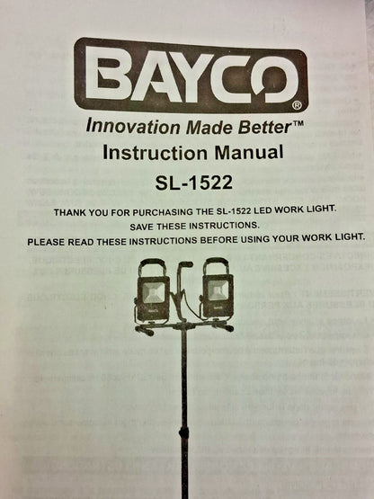 Bayco 20 Watt Tripod Electric Portable LED Light SL-1522