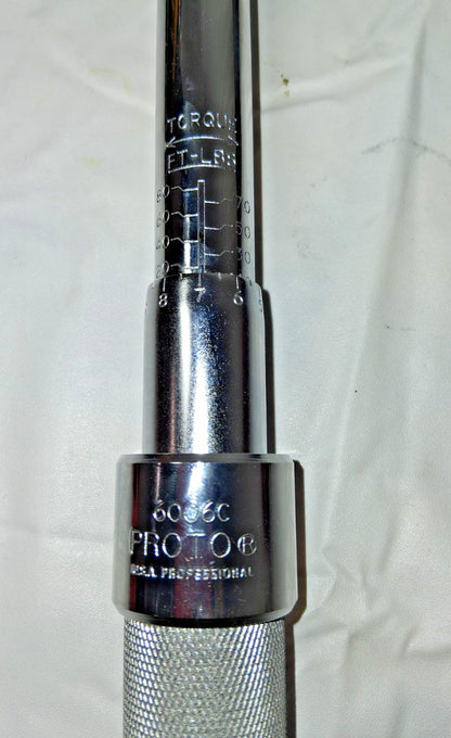 Proto Ratcheting Head Micrometer Torque Wrench 3/8" Drive 16-80 Ft/Lb J6006