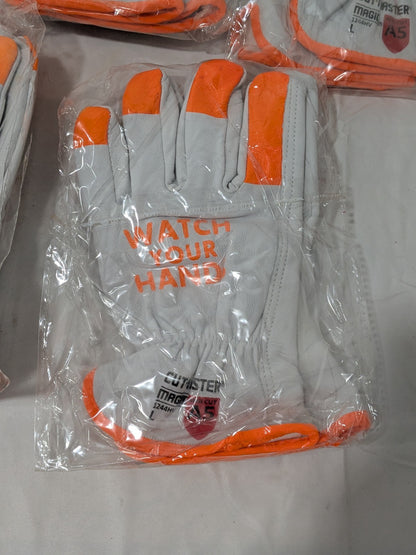 MAGID Anti Cut Leather Work Glove, Cut Level A5 Sz L Qty 5 Pairs 1244HV