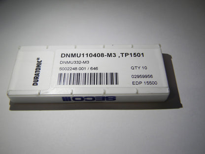 Seco Carbide Turning Inserts DNMU110408 DNMU332 M3 Grade TP1501 Qty 10 15500