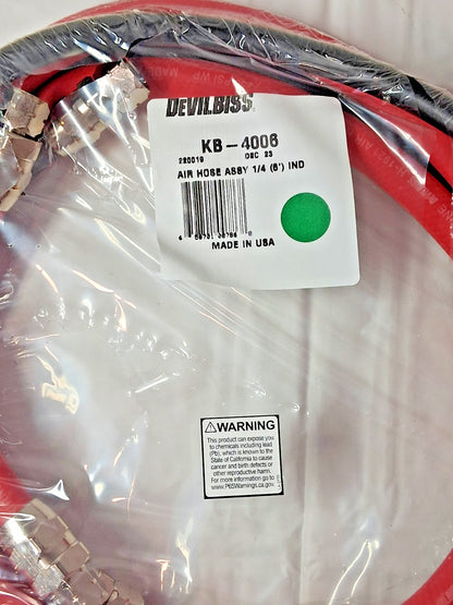 DeVilbiss 6ft Air Fluid Hose Assembly For KBII Pressure Cup 1 PC KB-4006