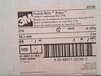 3M NonWoven Silicon Carbide Quick-Change Discs QTY25 Roloc TSM 3" Dia 7000120998