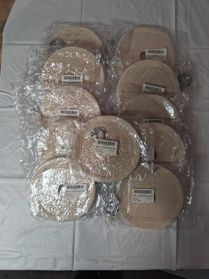 QTY 11 Cotton Muslin Spiral Sewn Buffing Wheel 6" x 1/2" x 1" x 1