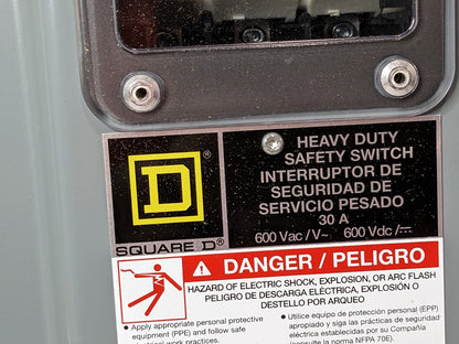 Square D Heavy Duty Safety Switch Type 3R 50/60Hz X 30A X 600V HU361AWKVWEI