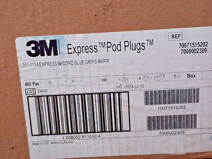 3M Corded n-Metal Detectable Earplugs QTY100 25 dB 7000002309