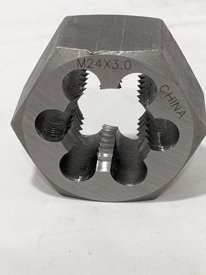 Hex Rethreading Die: M24x3, 1" Thick, Right Hand, Carbon Steel 364-0243