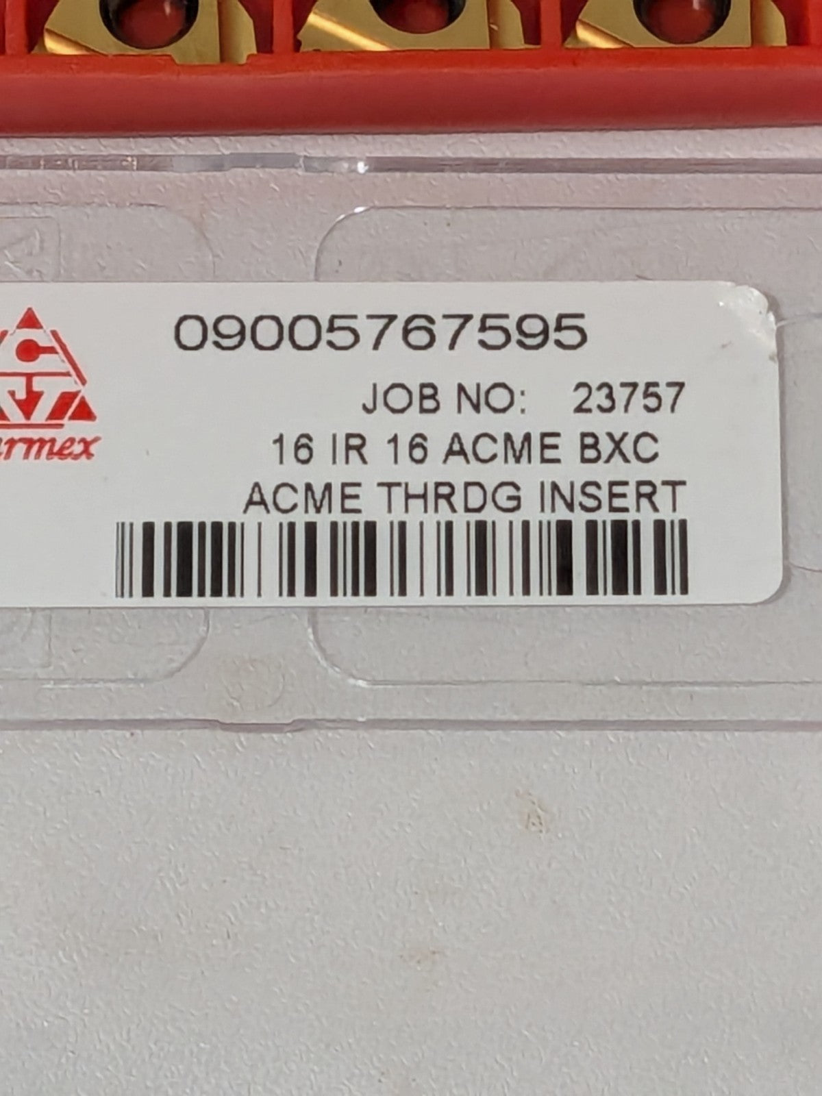 CARMEX Laydown Threading Insert: 16 IR 16 ACME BXC, Carbide Qty 10 05767595
