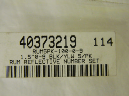 Professional Reflective Markers Numbers 1-9 Set 1-Pack of 5 Each RUM5PK-100-0-9