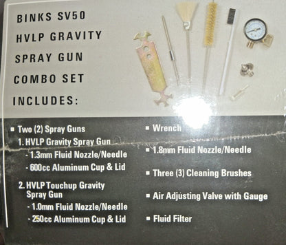 Binks SV50 2 Gravity HVLP Spray Gun Combo Set 98-3170
