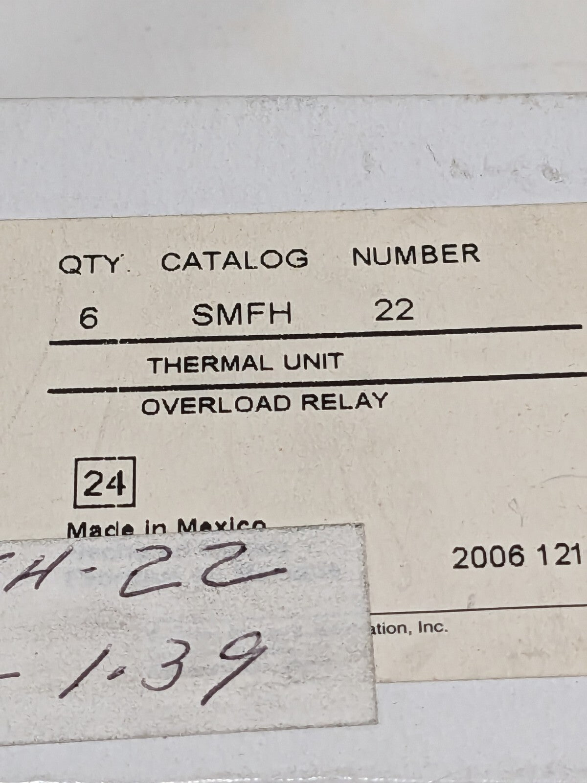 Siemens Class SMF Overload Heater Element Qty 6 SMFH22