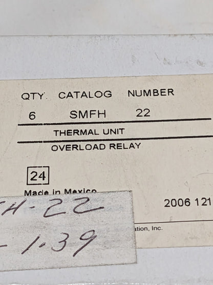 Siemens Class SMF Overload Heater Element Qty 6 SMFH22