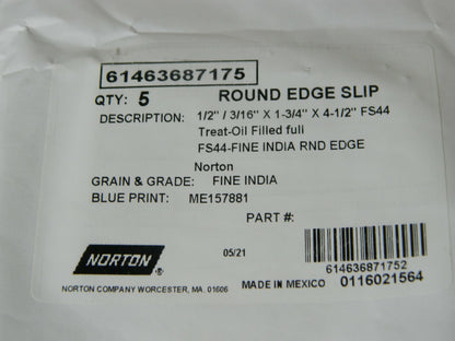 Norton Alum Oxide Sharpening Stone 4-1/2"L 1-3/4"D 1/2" Thick Qty