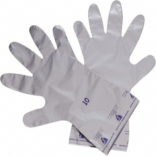 NORTH Chemical Resistant Gloves: 2.7 mil Thick Silver 16" Sz 10 Qty 10 SSG/