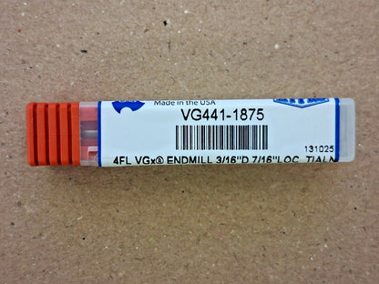 OSG Square End Mill 3/16" Dia 7/16" LOC VG441-1875