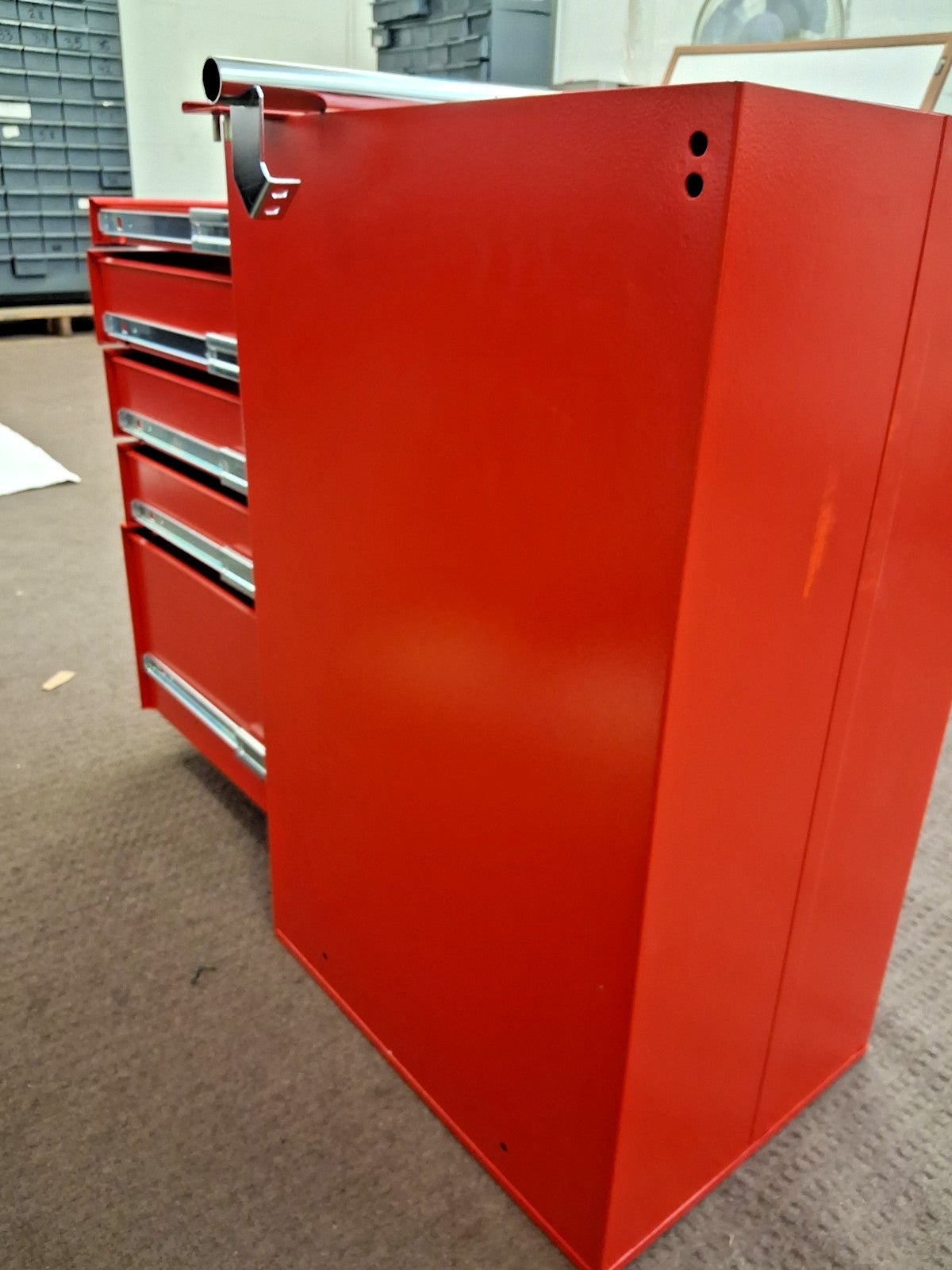 Kennedy Red Steel Side Cabinet 5 Drawer 185XR