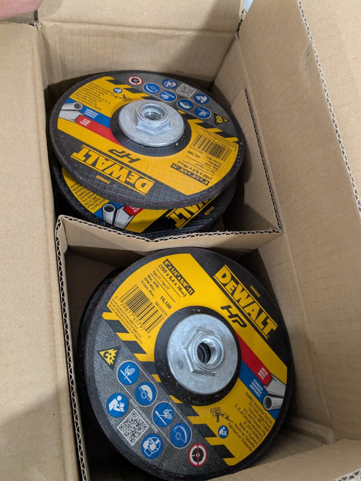 DeWALT Depressed-Center Wheel: 6" Dia, 1/4" Thick, 5/8-11 Hole Qty 10 DW4626