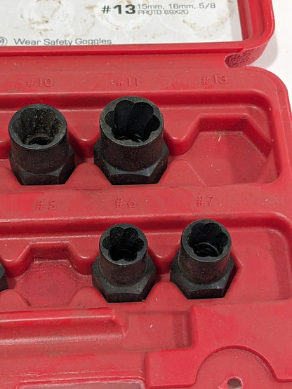 PROTO 7 Pc Bolt &amp; Screw Extractor Set J69X00 INCOMPLETE