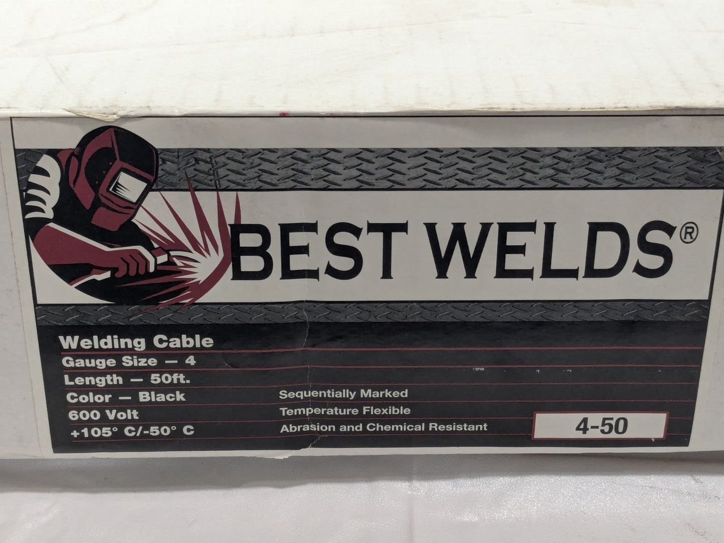Best Welds Welding Cable 4 AWG Black 600V 50Ft F041257400