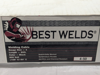 Best Welds Welding Cable 4 AWG Black 600V 50Ft F041257400