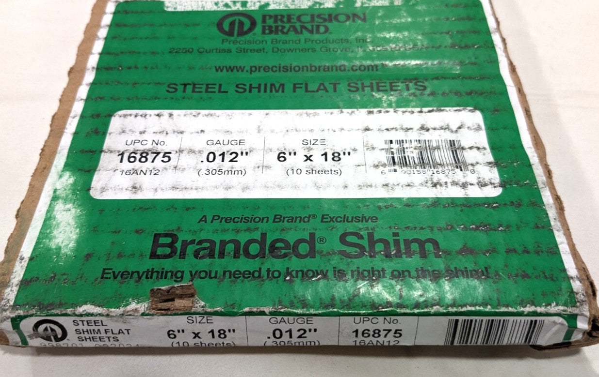 PRECISION BRAND Steel Shim Stock  0.012" x 6" x 18"  *Pack of 10*