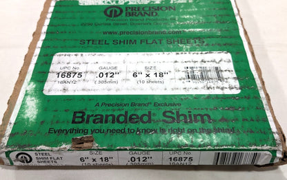 PRECISION BRAND Steel Shim Stock  0.012" x 6" x 18"  *Pack of 10*