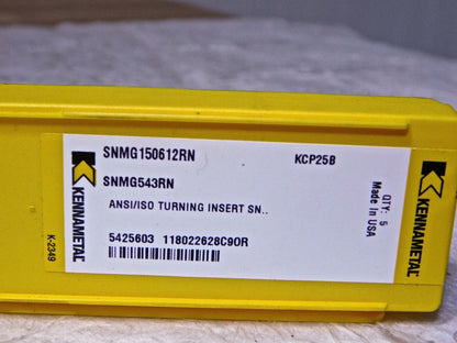 Kennametal  Carbide Turning Inserts SNMG543RN Grade-KCP25B Qty-5 542603 USA