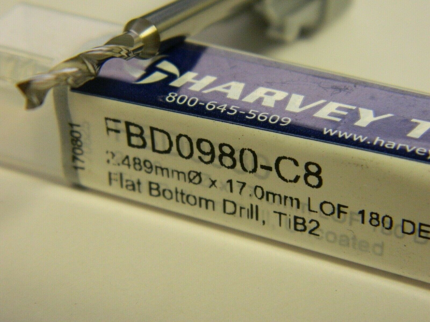 Harvey Tool 2FL Flat Bottom Drill Drill Diameter: 2.489 mm QTY 2 FBD0980-C8
