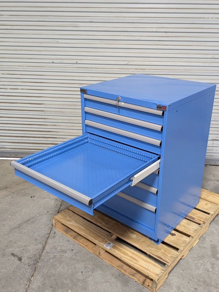 Lista Modular Storage Cabinet 7 Drawer 41" H. x 28" W. x 28" D. Steel Blue