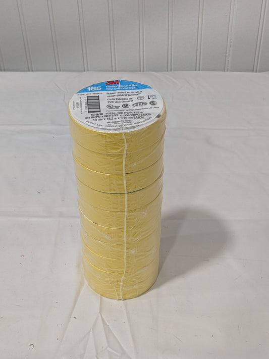 3M Electrical Tape: 3/4" Wide, 60' Long, 6 mil Thick, Yellow Qty 10 7100169490