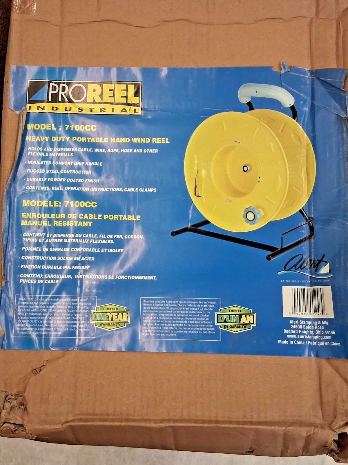 Pro Cord &amp; Cable Reel 12 AWG 100ft Long Without Cable End 7100CC