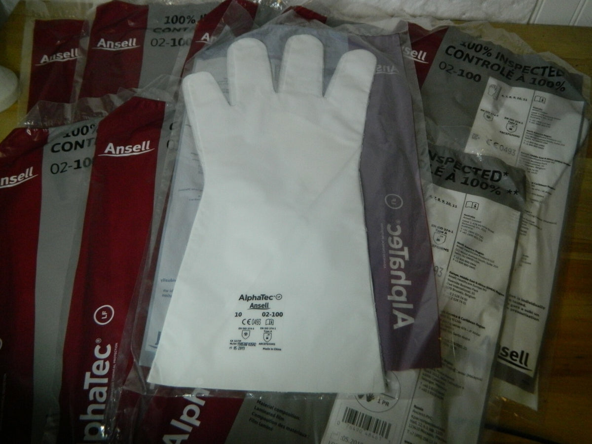 Ansell Laminated Film Chemical Resistant Gloves 16" 10 Pairs Sz (11) 02-100