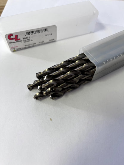 CHICAGO-LATROBE Jobber Length Drill Bit 0.2610 Dia 135 &deg Point Cobalt Qty 12