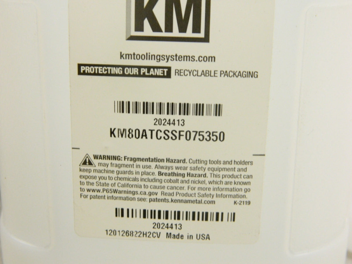 Kennametal KM80ATCSSF075350 Endmill Holder 88.9mm Projection 2024413