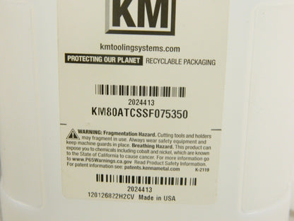 Kennametal KM80ATCSSF075350 Endmill Holder 88.9mm Projection 2024413