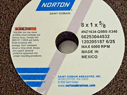 Norton Tool & Cutting Grinding Wheels QTY5 8" Dia 16 Grit 66253044532