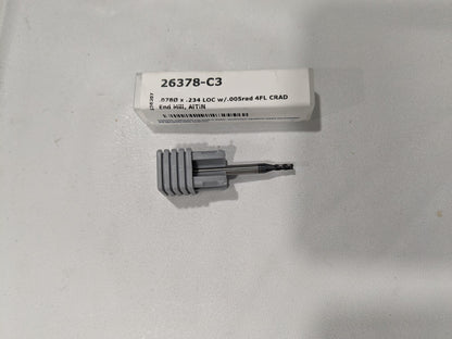 HARVEY TOOL Corner Radius End Mill 0.0780" Dia 4 Fl Solid Carbide 26378-C3