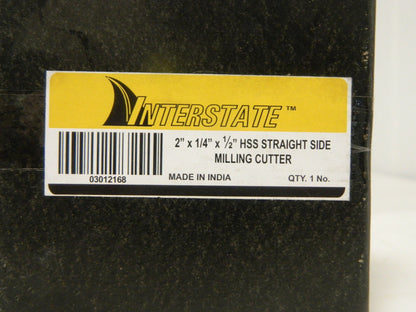 Interstate Straight Tooth Side Milling Cutter 2" Dia x 1/4" Width Qty