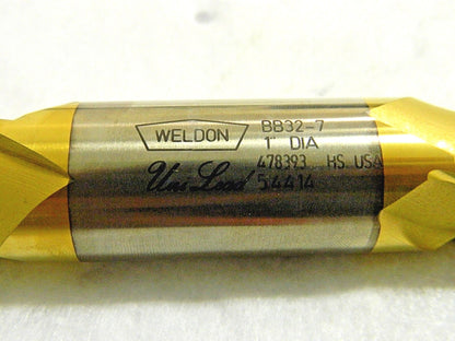 Weldon Square End Mill HSS RH 1" Diam x 15/8" LOC 2FL BBT32-7