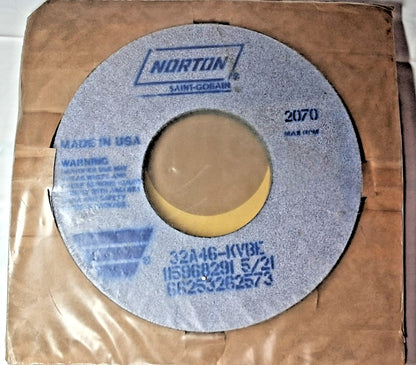 Norton Aluminum Oxide Grinding Wheel 6" Dia 46 Grit Type 6  66252838458
