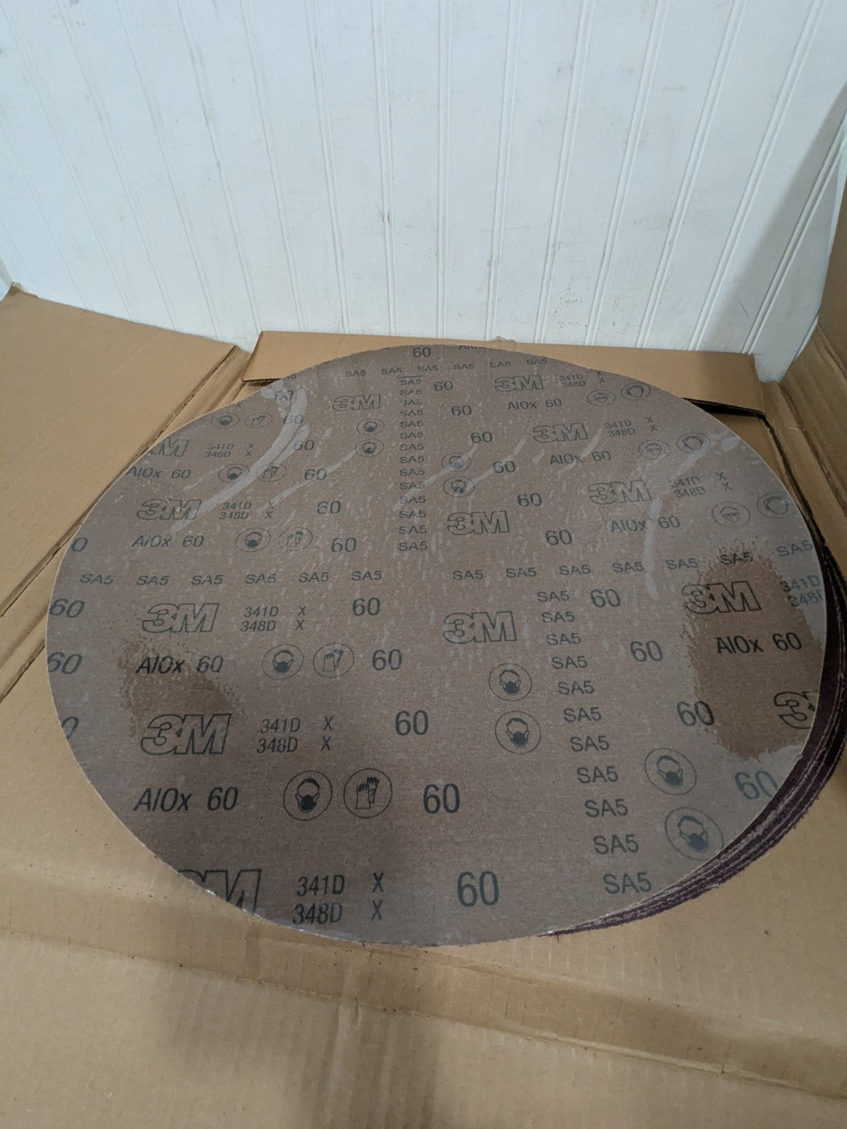 3M 20" Dia PSA Disc: 60 Grit, Aluminum Oxide, Medium Grade Qty 8 7000118885