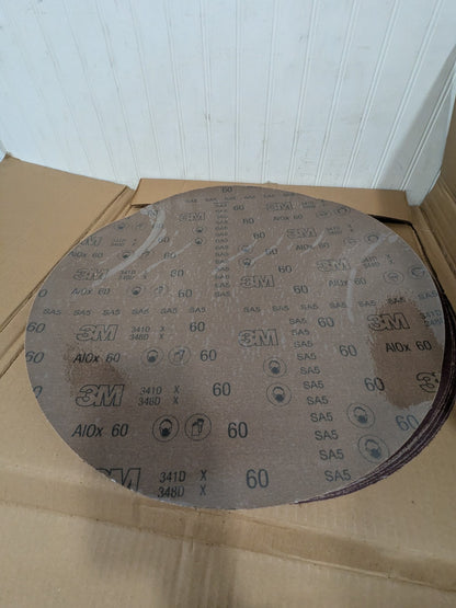 3M 20" Dia PSA Disc: 60 Grit, Aluminum Oxide, Medium Grade Qty 8 7000118885