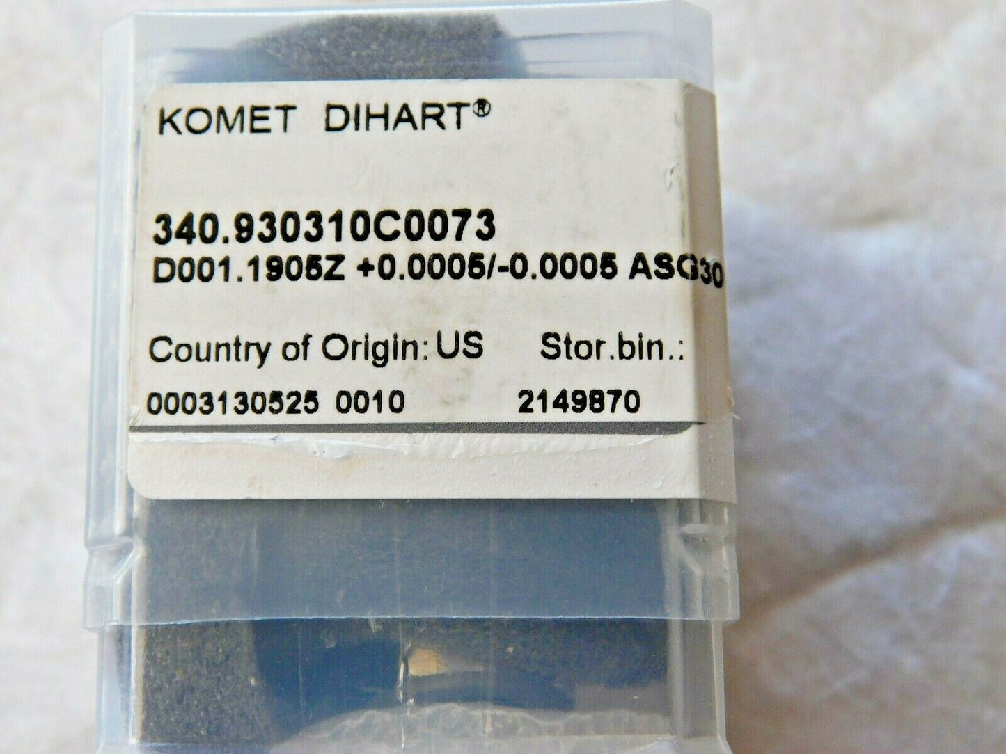 Komet Dihart Rapid Set Head 1.1905"+/-.0005 6FL ASG3000 340.930310C0073 2149870