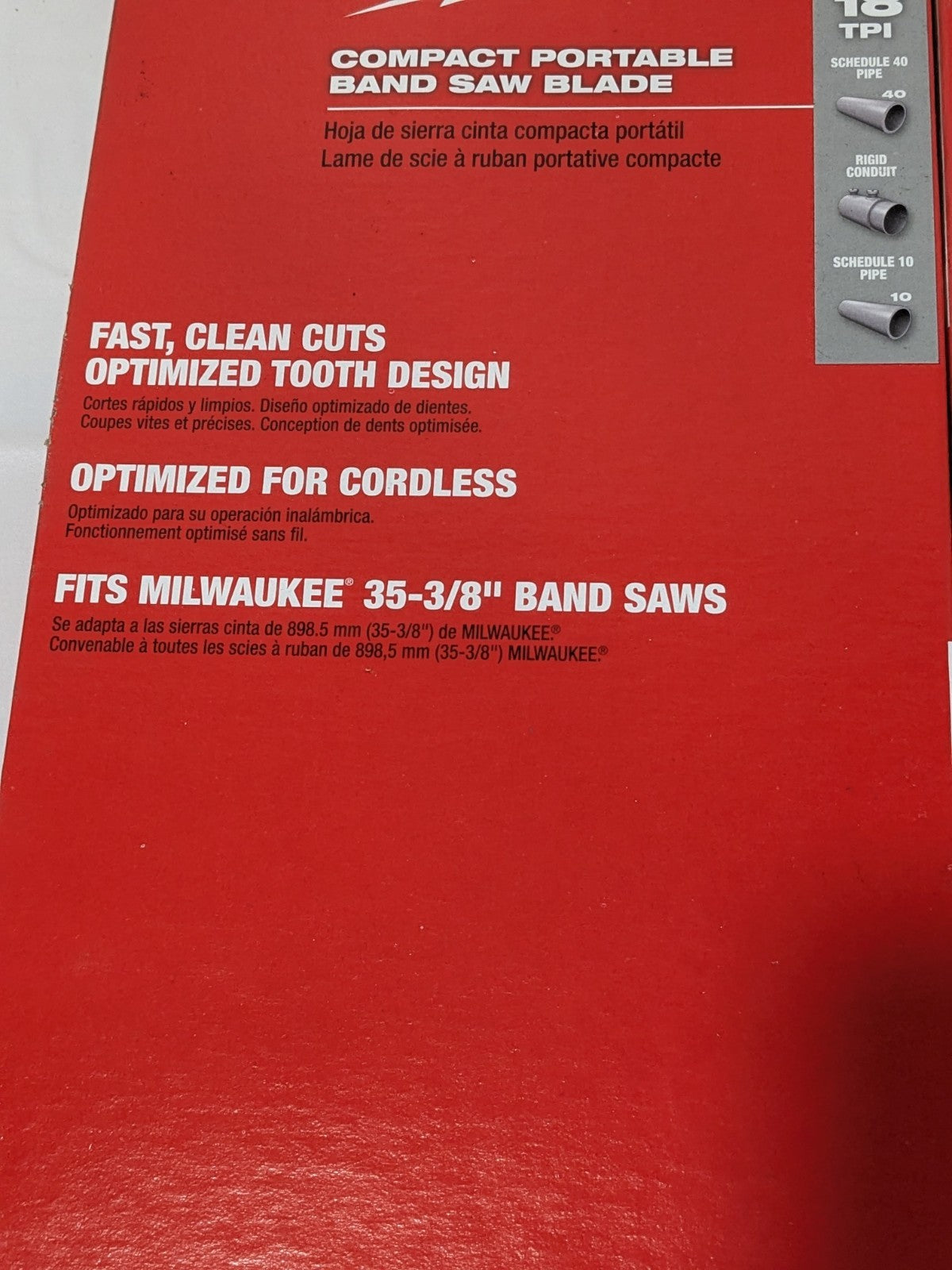 Milwaukee 18-TPI Compact Band Saw Blade 35-3/8" Thin Metal 4 Pack 48-39-052