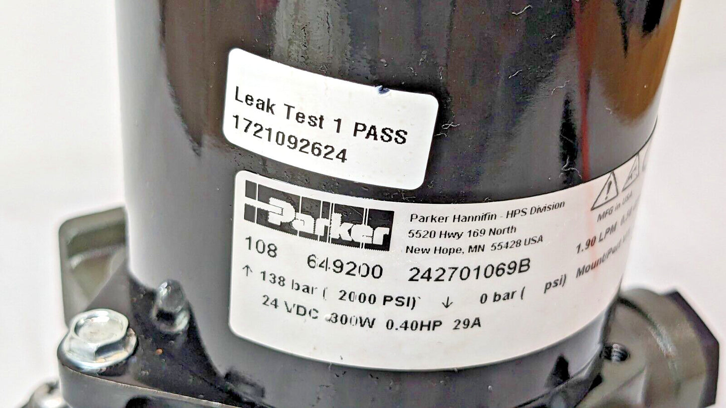 Parker Hydraulic Power Unit Series 108 24 VDC 2,000 Max psi 649200 PARTS/REPAIR